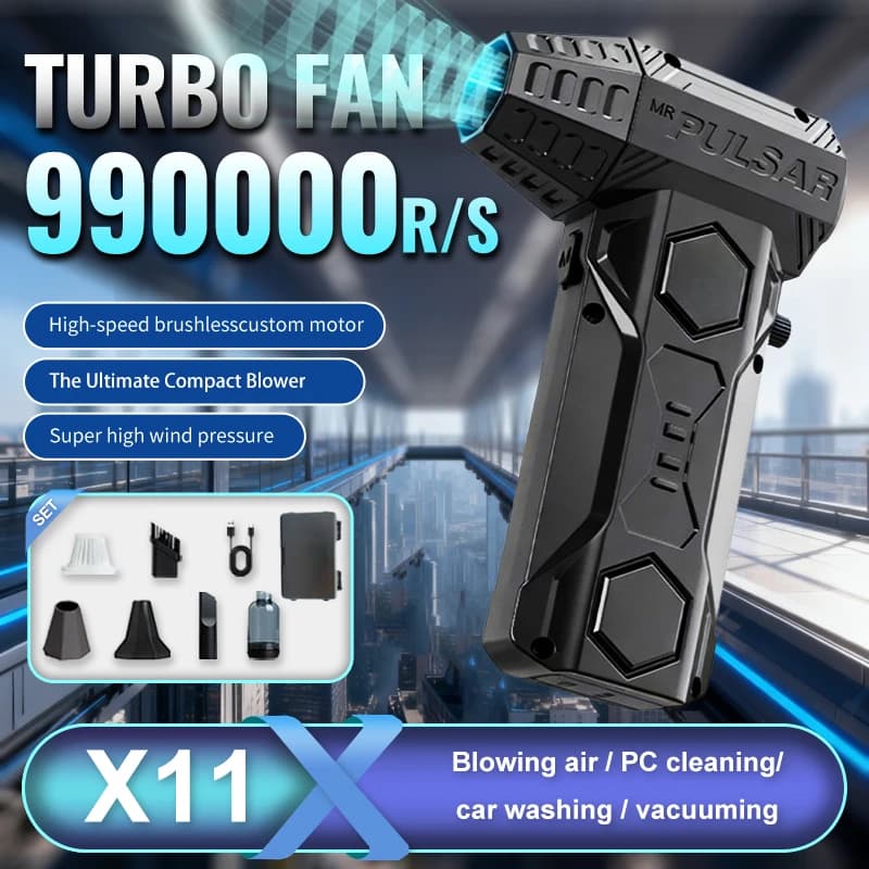 X11Pro Mini Turbo Jet Blower: motore brushless 990000 giri/min, 10000 mAh e kit aspirapolvere (pulitore per auto)
