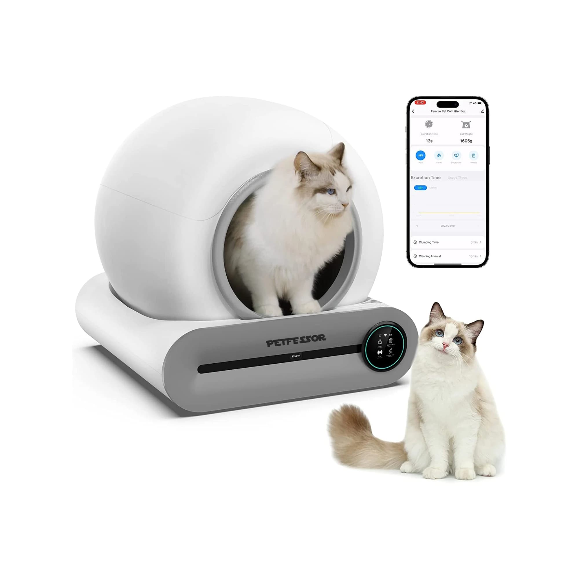 Petfessor Meno costi di trasporto Scatola automatica per gatti con app Controllo remoto Monitor sanitario Lettiera per gatti