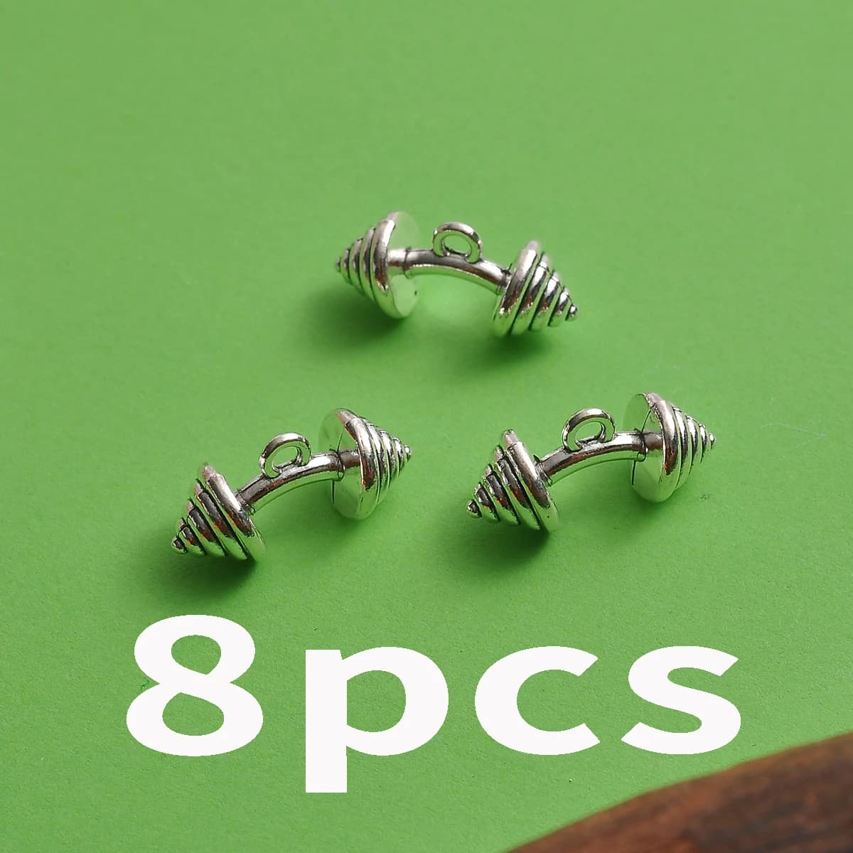 8-Piece Set of Mini Dumbbell Charms, Multi-Layered Barbell-Shaped with Three-Dimensional Texture, Suitable for DIY Bracelets, Necklaces, Earrings, and Handmade Beaded Decoration Accessories