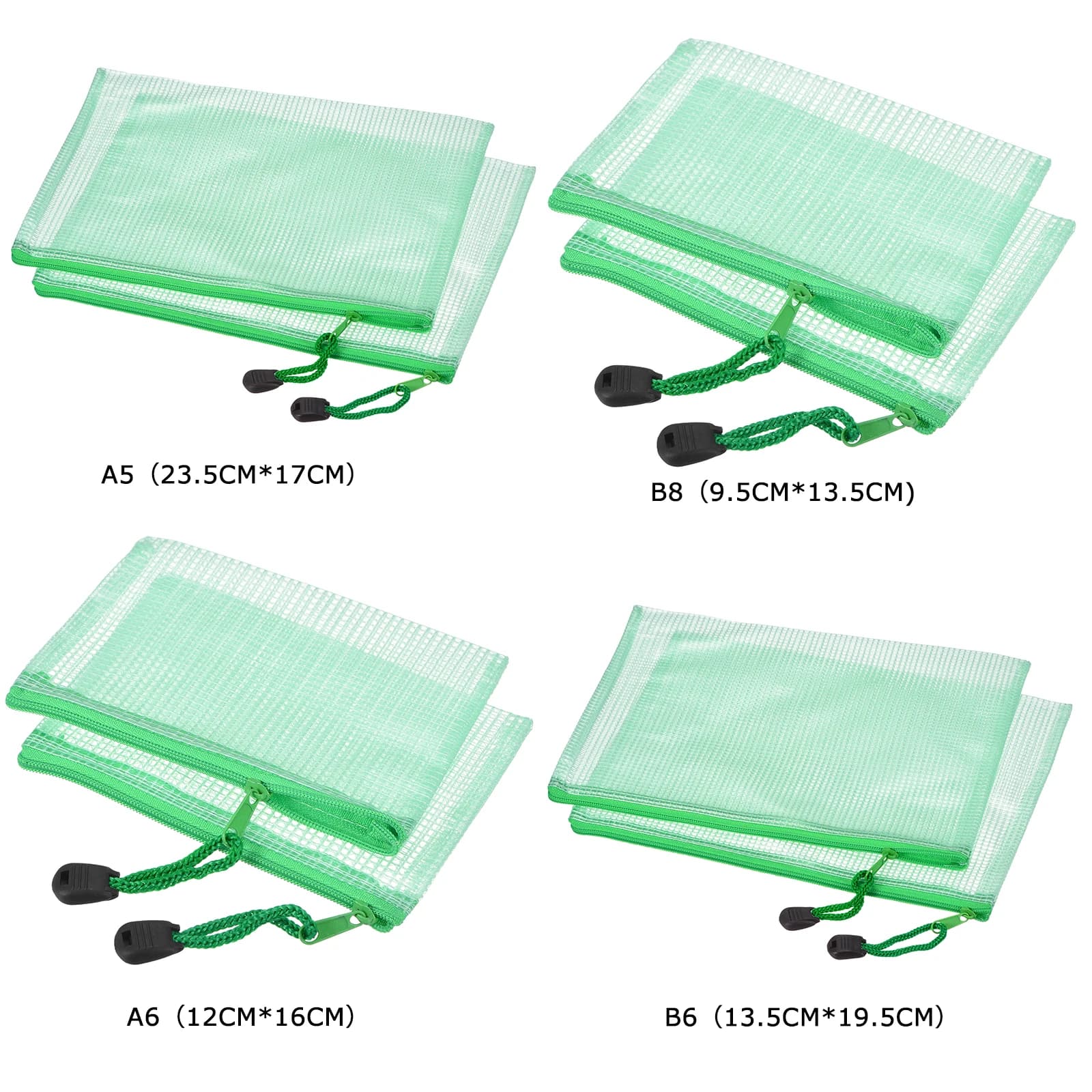 Set di 6 Buste Impermeabili in PVC con Cerniera, Formato A5/A6/B6/B8, Tasche per Documenti, Buste per Fatture, Cartelle per Ufficio e Casa