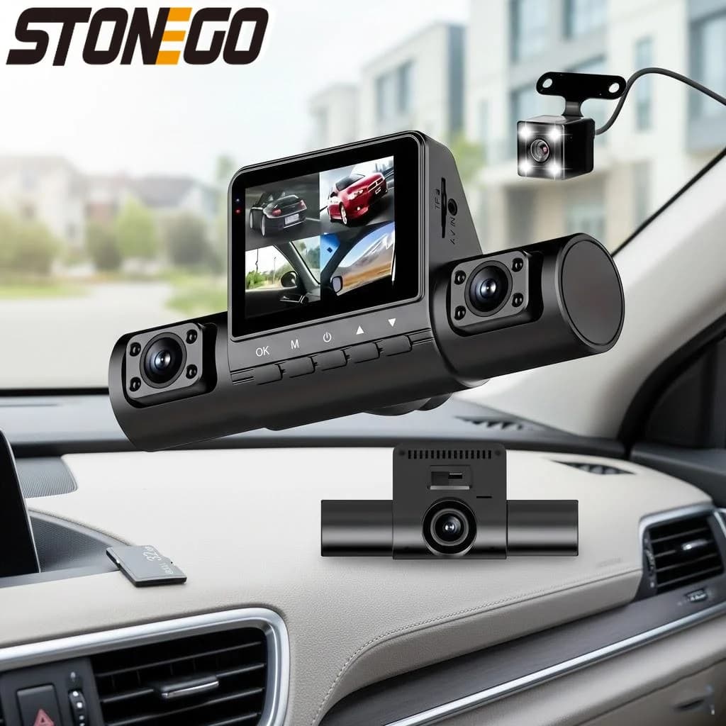 Dash Cam to 4 Objectives 1080P Full HD, Wide Angle Car Camera, Loop Registration, IPS Screen, Vehicle Pulsing Control