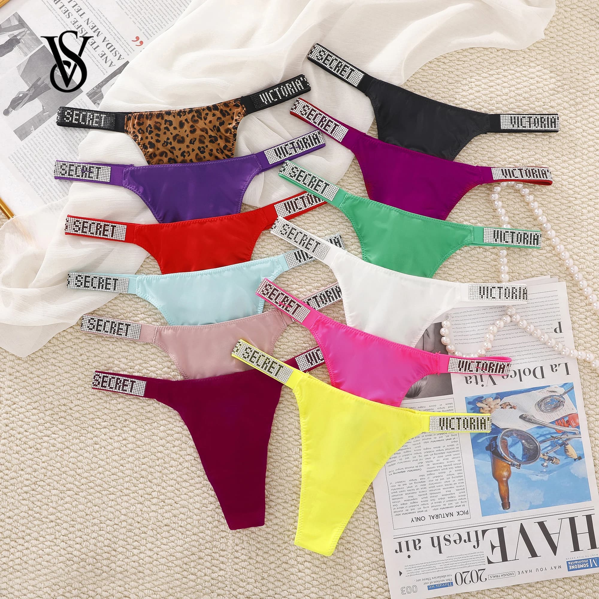 Victoria Secret Sexy Women Underwear Very Sexy Shine Script Thong Panty Lingerie G String Hot Trending