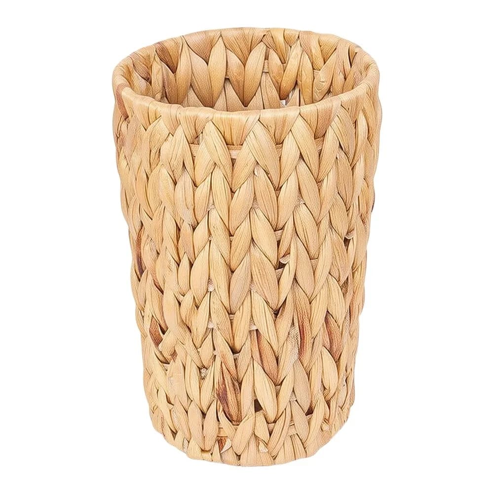 Water Hyacinth Wicker Waste Basket Boho Design 19x28cm Compact Size Eco Friendly Trash Can for Home Office Space