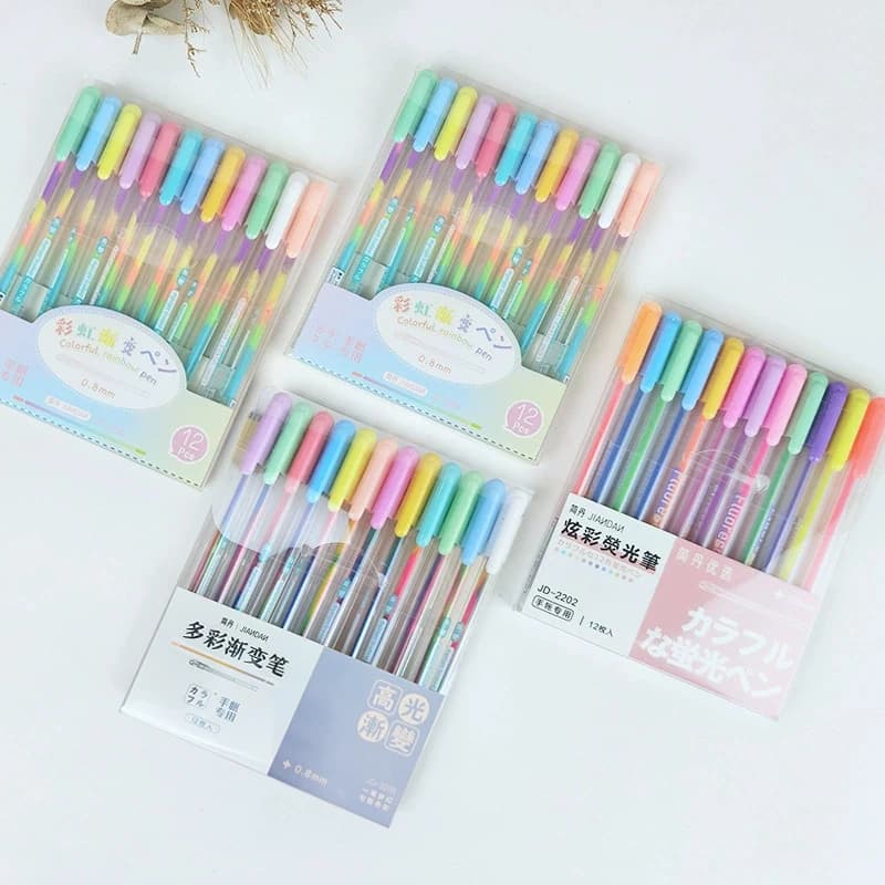 Penne gel carine da 12 colori, pennarelli gel colorati con inchiostro a punta fine da 0,8 mm per libri da colorare per adulti, materiali artistici per disegni per bambini, album