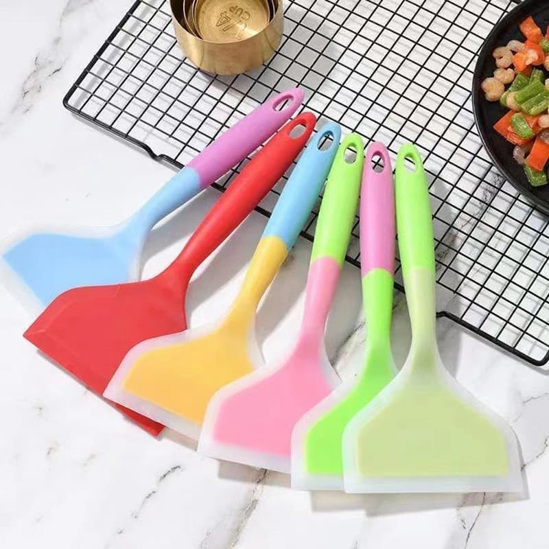 Utensili da cucina antiaderenti multiuso C - Spatola per uova in silicone, paletta larga per pancake e pinza per uova per cucinare e cuocere
