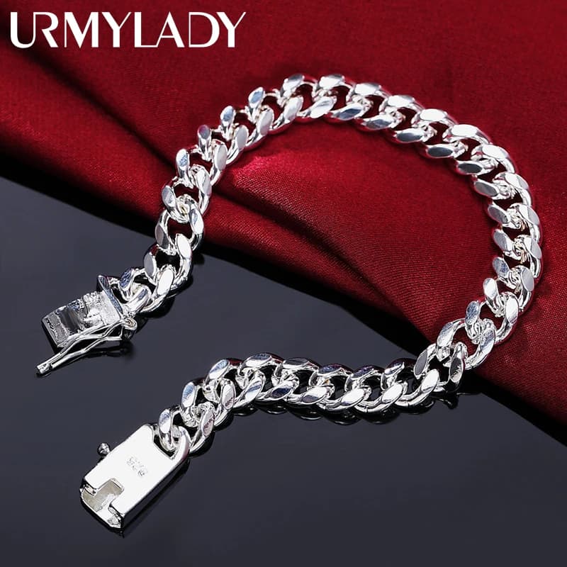 925 Sterling Silver Exquisite Solid Chain Bracelet Fashion Charm Women Men Wedding Cute Simple Models Jewelry