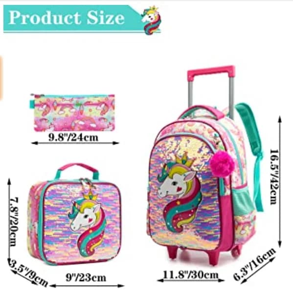 Zaino scolastico per ragazze Borse trolley Zaino con ruote Set di borse per ragazze Borse trolley scolastiche Borsa da scuola con ruote