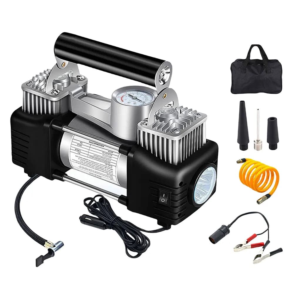 Pompa ad aria portatile a doppio cilindro 12V compressore d'aria per camion per auto per impieghi gravosi 150PSI pompa gonfiabile per pneumatici per gonfiaggio pneumatici digitale per auto