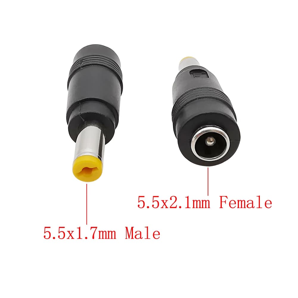 DC Power 5.5mm x 2.1mm Jack femmina a connettore maschio 5.5x1.7mm spine cc convertitore adattatore presa per ricarica Laptop
