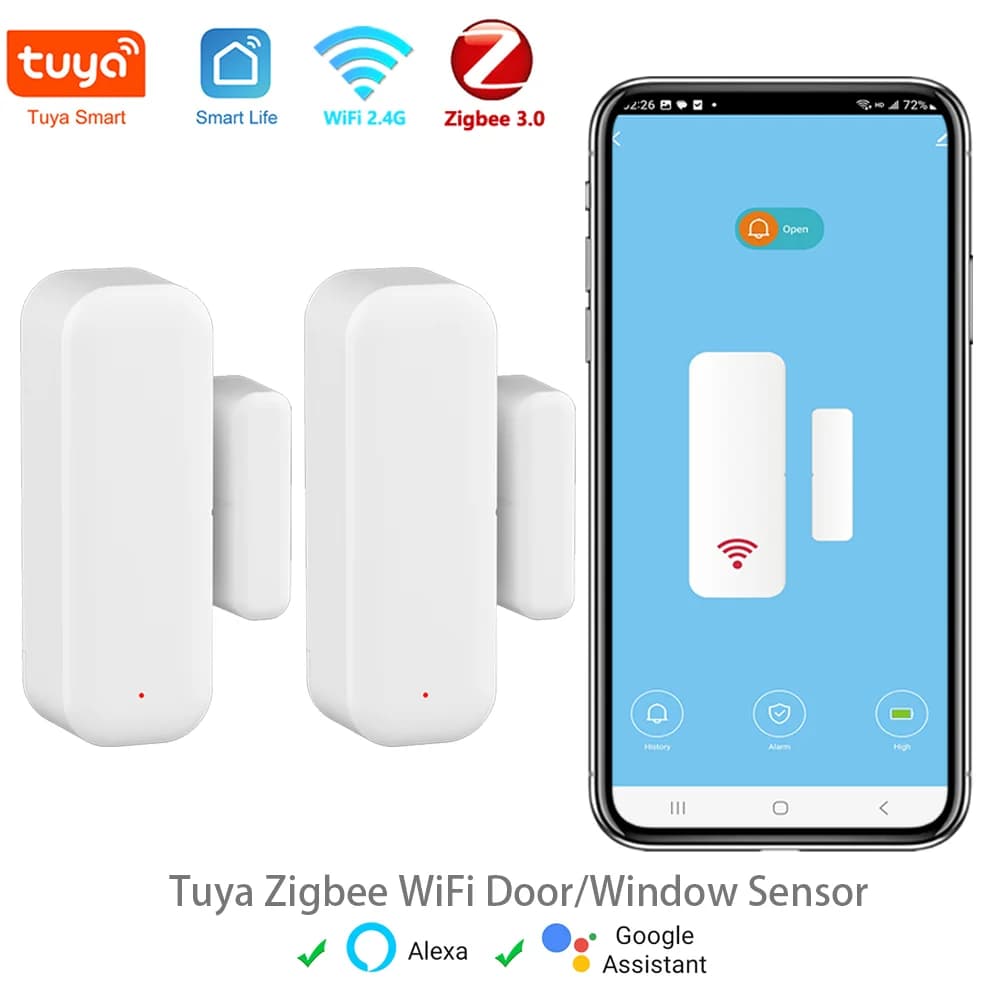 Tuya Zigbee/WiFi Sensore per porte e finestre Smart Home Rilevatore di porte wireless Allarme porta aperta/chiusa per Tuya Smart Life Yandex