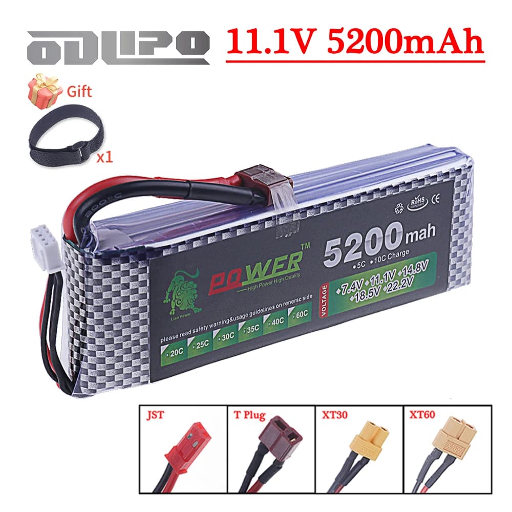 3S Lipo Batteria 11.1V 5200mah 40C Per RC Giocattoli Auto Barche Quadcopter Drone Aereo Elicottero Con XT60 Deans T JST 11.1V Batteria