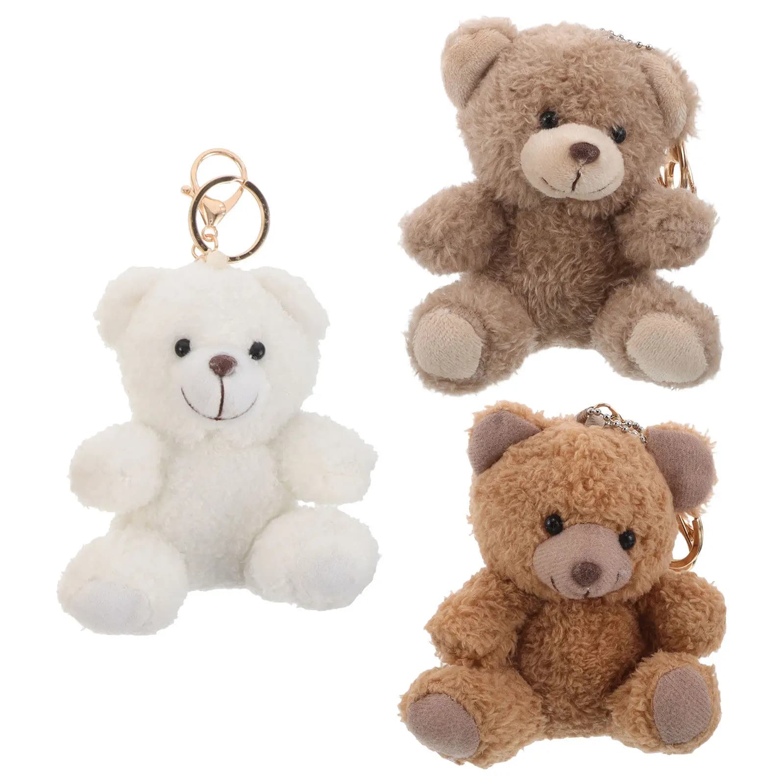 Set di 3 Portachiavi a Forma di Orso, Mini Peluche Decorativi per Chiavi, Borse, Zaini, Ornamenti per la Casa, Idea Regalo