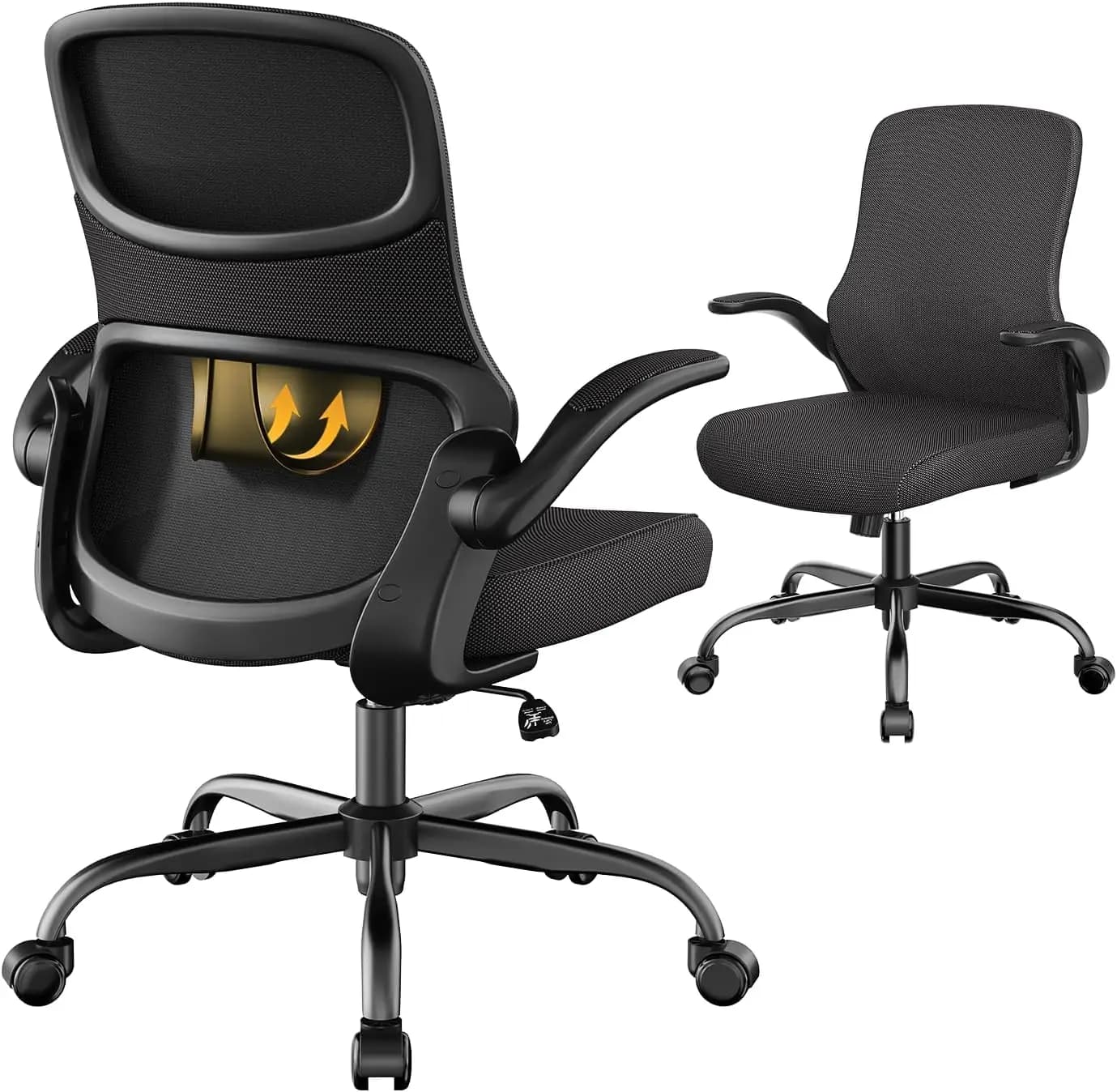 Office Chair, Mesh Ergonomic Desk Chairs, Comfy Computer Gaming Chair with Adjustable Height & Flip-up Armrest, Lumbar Support &