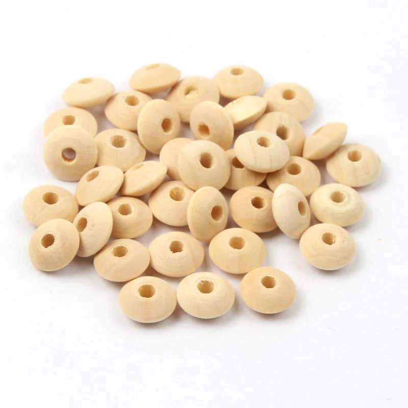 100 pz 8/12mm Eco-Friendly Legno Naturale Perline Del Distanziatore Piatto Senza Piombo Perline di Legno Per La Produzione di Gioielli FAI DA TE braccialetto ciuccio clip