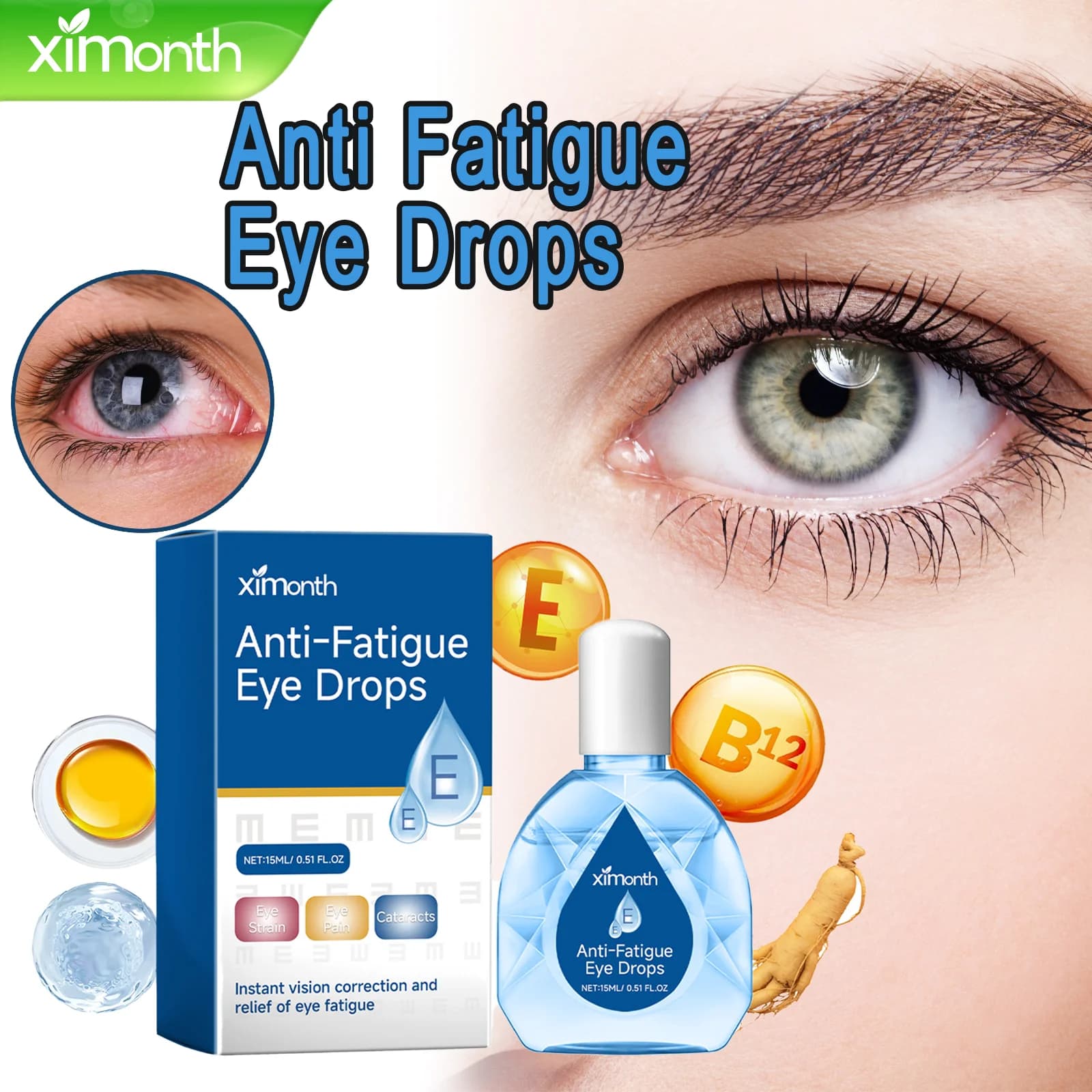 Dry Eye Drops Glue With Slurry Lubricant Eye Drops for Eye Care with Lutein and Vitamin E Portable Eye Moisturizing Solution 15 ml