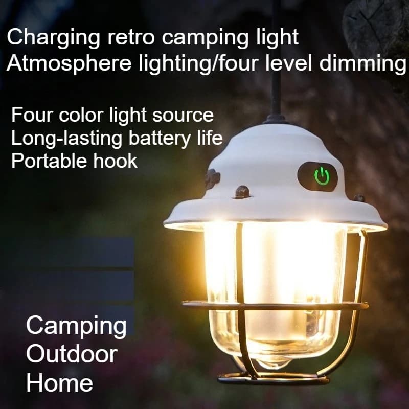 ShineTrip Nuova lampada a sospensione vintage da esterno Luce ambientale da campeggio a lunga durata Luci da tenda ricaricabili portatili