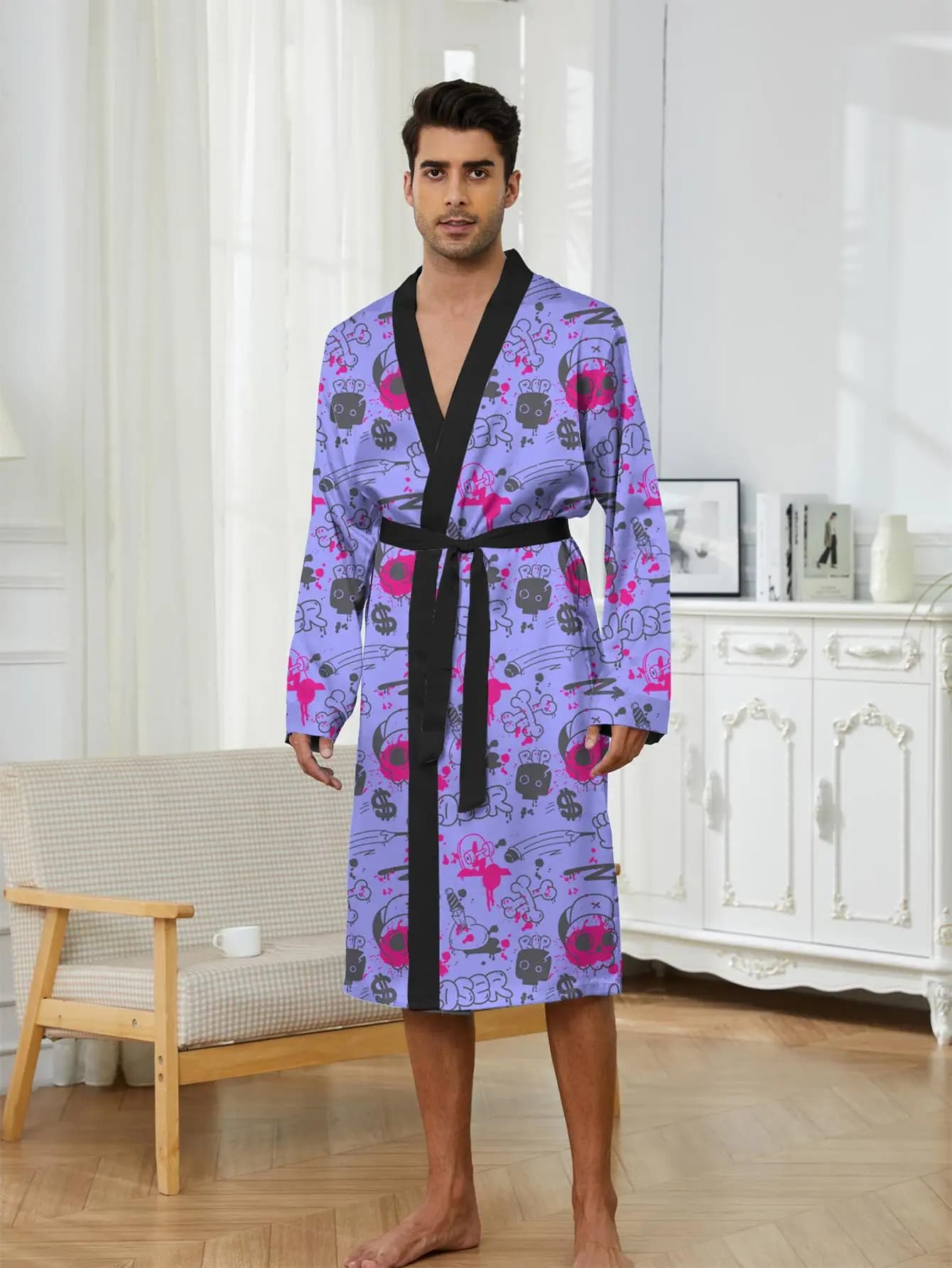 1pcs Men's Robes 2026 Spring/Summer Sleepwear Breathable Shower robe bath robe Sleepwear Graphic Funny pajamas 3D Printed
