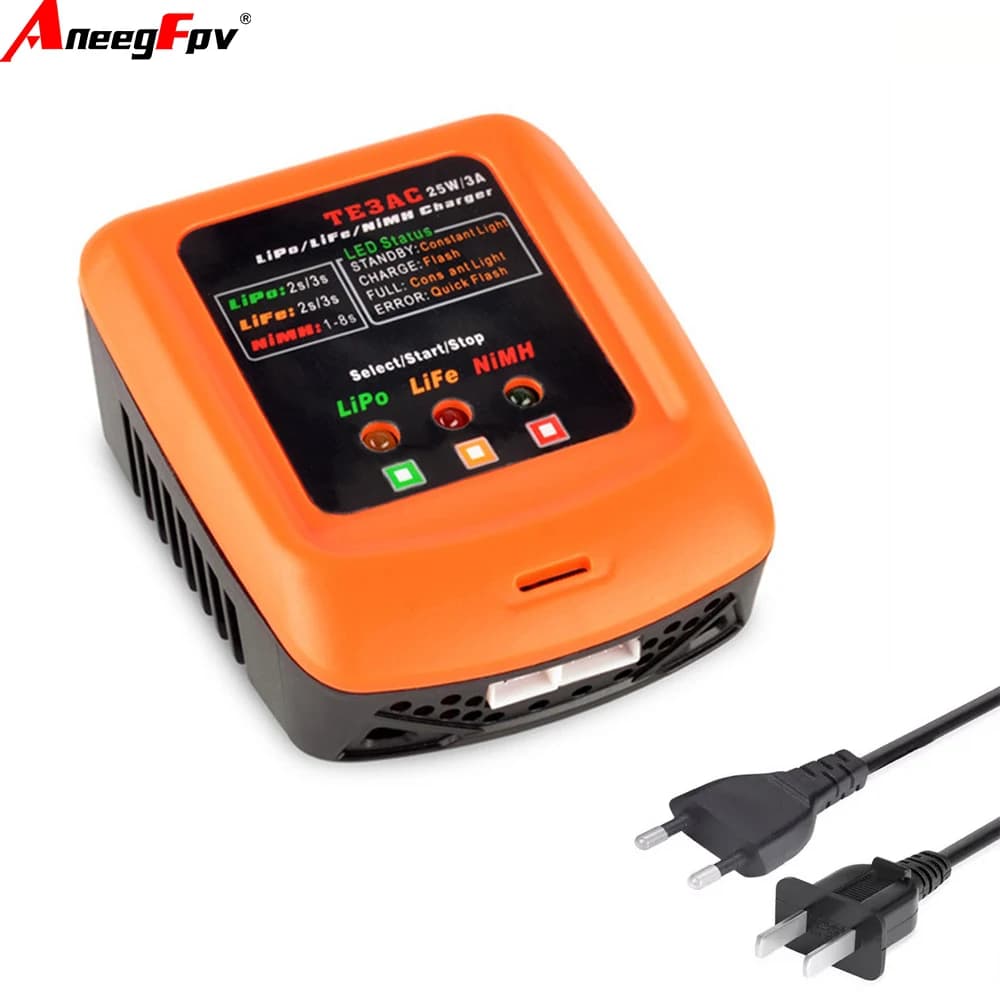 TE3AC 100V-240V 25W/3A Caricabatterie professionale per barca per auto drone RC - 2S 3S LiPo 2S 3S LiFe 1-8S NiMH Tensione batteria