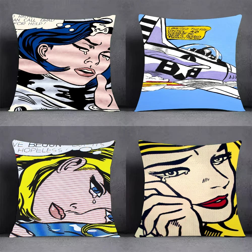 Art R-Roy Lichtenstein Federa per cuscino da donna Tears Federa per cuscino quadrata per uso domestico Decorazione per fodera per cuscino per divano del soggiorno