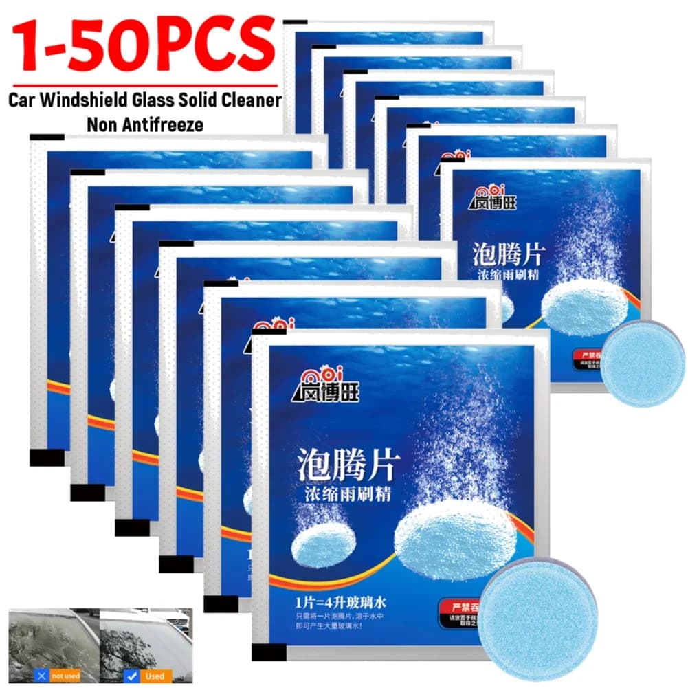 1-50pcs Detergente solido per vetri per auto Rondella automatica Compresse per pulizia solida in vetro a pellet Pastille Tergicristallo per auto Detergente solido