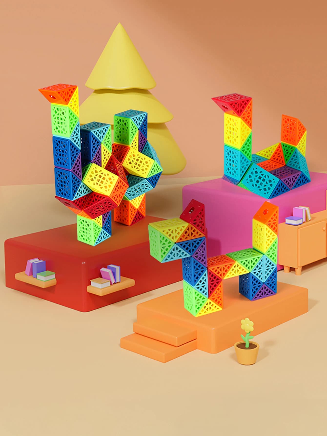 SENGSO traforato Arcobaleno Righello magico 24 segmenti Rompicapo Magia Robusto puzzle Giocattoli educativi Regola Serpente Spe