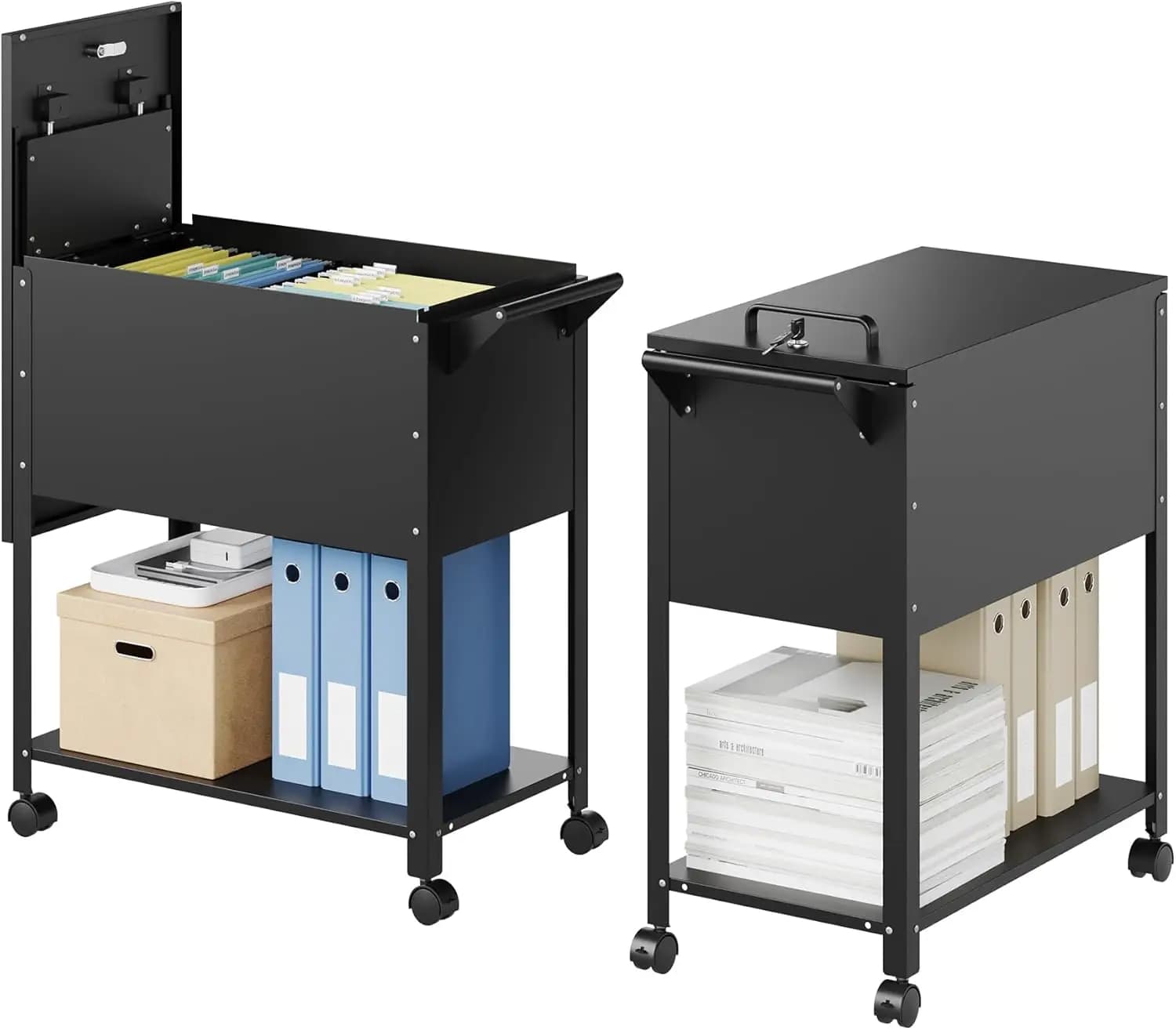 Armadietto Portadocumenti Mobile con Serratura - Carrello Portadocumenti con Ruote - Cartella Portadocumenti Estraibile per Formati Letter/A4/F4/Legal