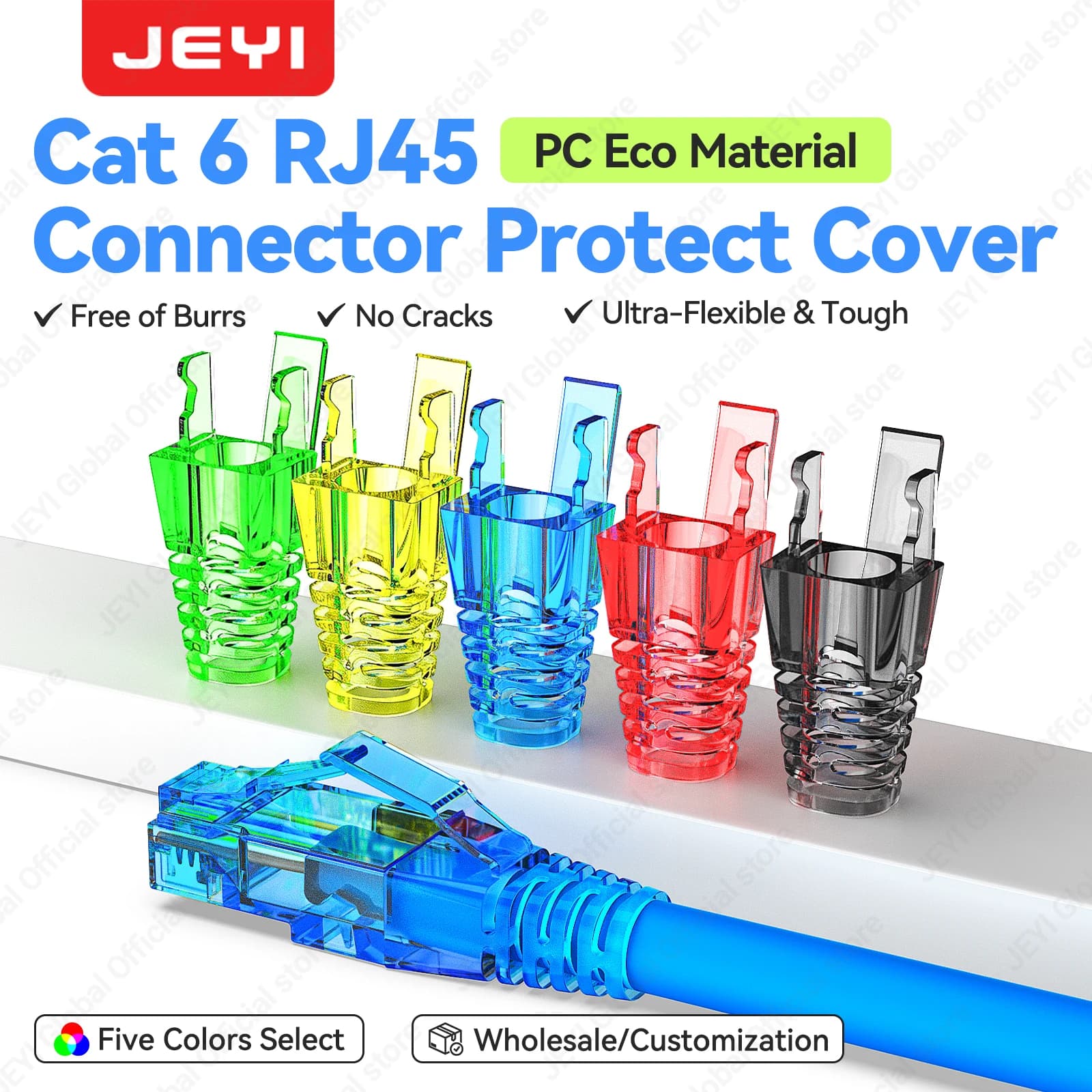 JEYI Copricavi di Rete RJ45 in Materiale PC Ultra-Flessibile e Resistente, Connettori Protettivi in Colori Assortiti per RJ45 CAT6/CAT6E/CAT5