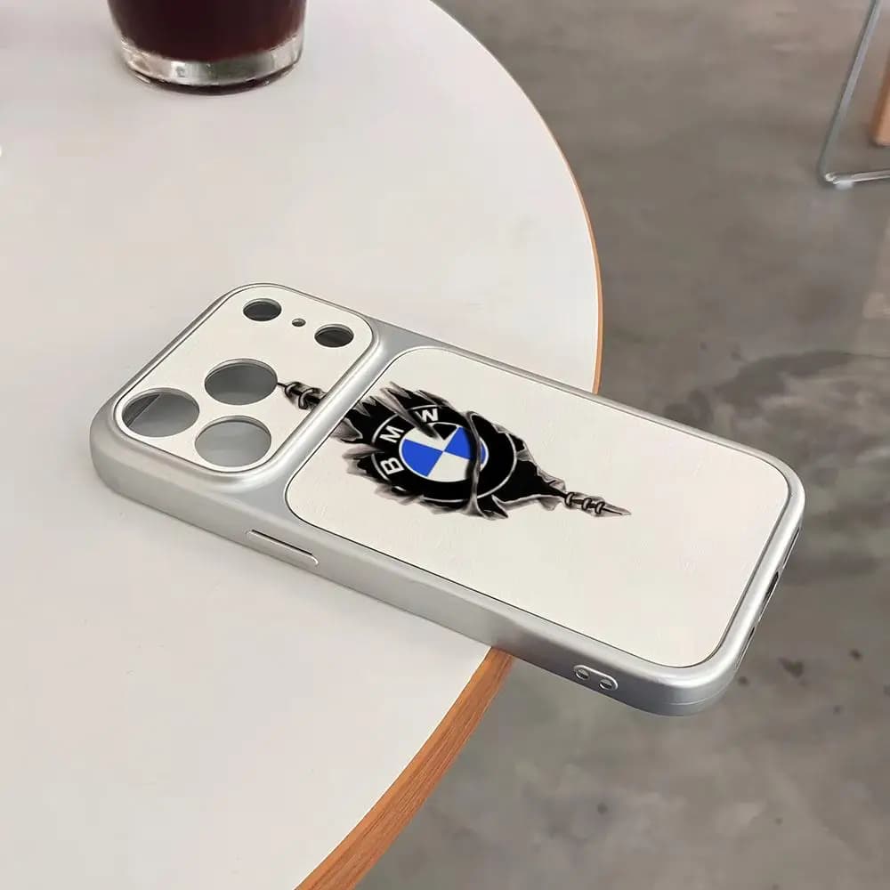 B-BMW-Motorcycle Logo Phone Case Luxury Lambskin Leather Texture Phone Case For IPhone 17 Air 16 15 14 Plus 13 12 11 X Pro Max C
