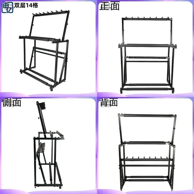 14 Head Ukulele Rack Double Layer Guitar Stand Multi Instrument Display Holder Storage Organizer for Piano Keyboard Music