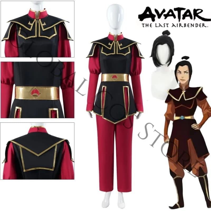 Anime Avatar The Last Airbender Cosplay Azula Costume Wig Red Palace Knight Style Suit for Halloween Party Comic Con Dress Up