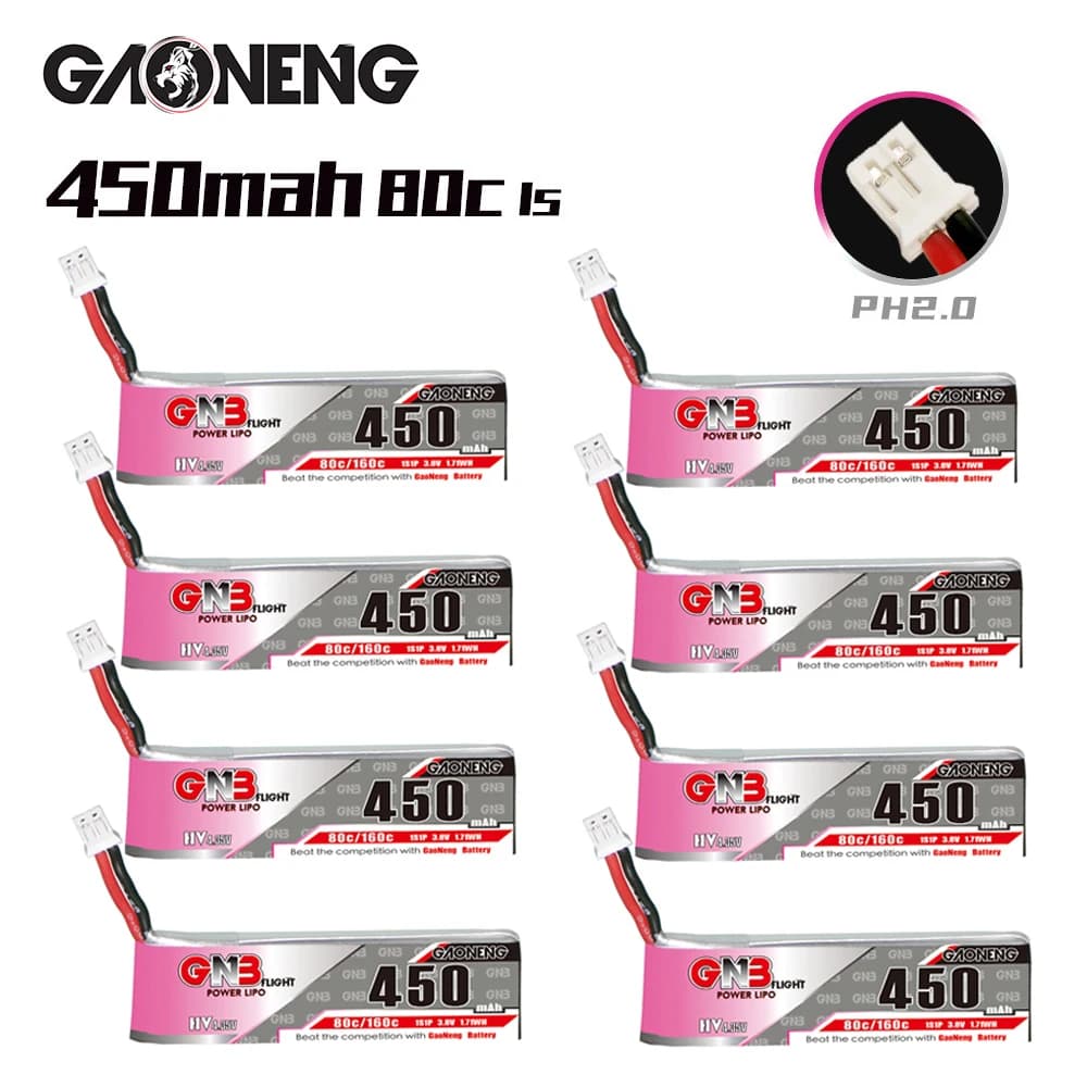 Battery GNB LiPo HV 1S 3.8V 450mAh 80C/160C for Race Drone FPV Tinyhawk Quadcopter Helicopter Parts Rechargeable Battery 3.8V