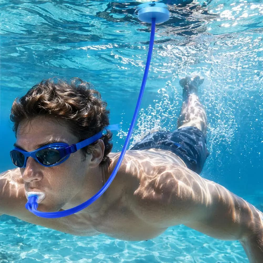 Snorkel with Buoy Platform Diving Full Dry Respirator Full Dry Respirator Snorkeling Gear with Silicone Mouthguard Tube for Men