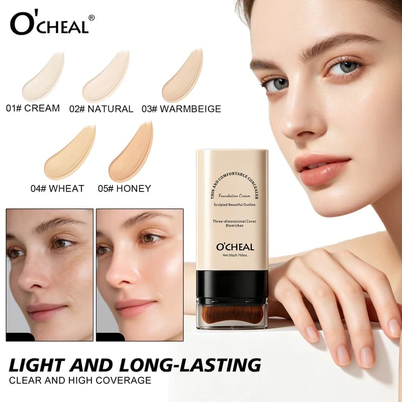 Lightweight and comfortable foundation make-up stick, waterproof and sweat proof, multi color optional, natural makeup effect