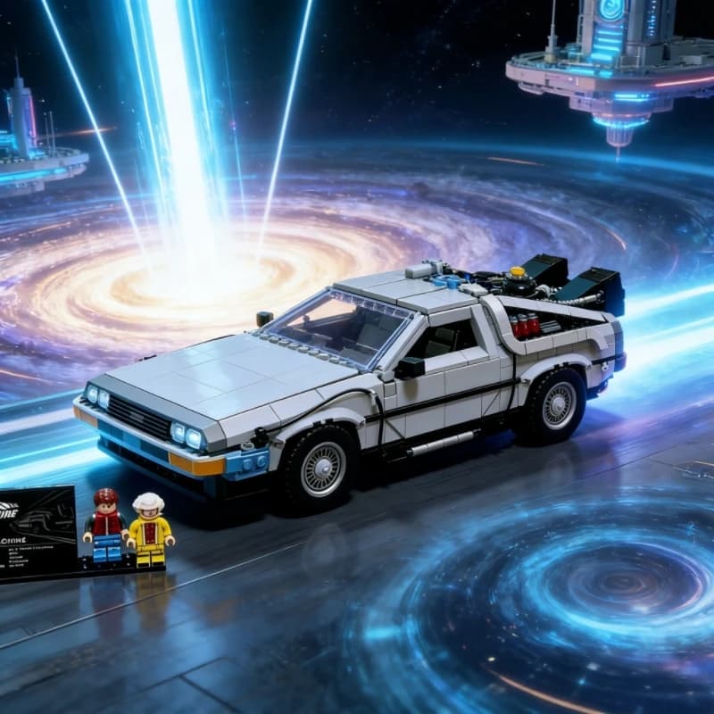 Compatibile 10300 Ritorno al Futuro Macchina del Tempo DeLorean DMC-12 Blocchi da Costruzione Auto da Assemblare Blocchi da Collezione