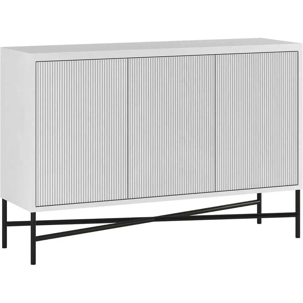 Credenza in Legno Nero da 28 Pollici con Vetrina, Ripiani Regolabili e Gestione Cavi per Soggiorno, Sala da Pranzo, Camera da Letto o Ingresso