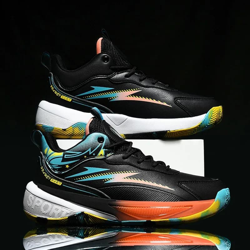 Men's Big Size Basketball Sneakers Non-slip Wear-resistant Sports Shoes Shockproof High-top Training Shoes for Gym & Outdoor