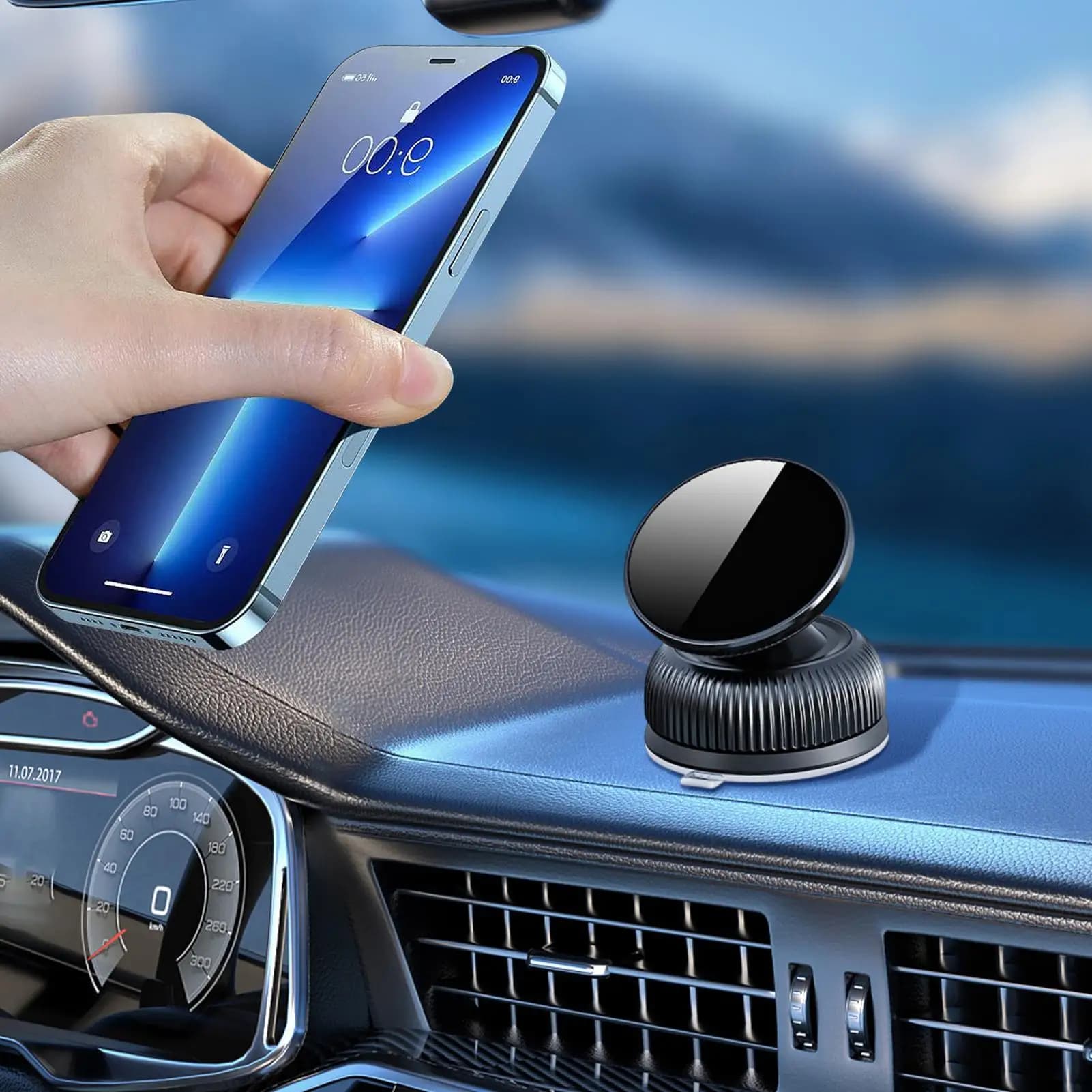 Supporto per telefono per auto Supporto per telefono sottovuoto magnetico Impugnatura per smartphone ruotabile a 360 gradi per riprese di sfiato per finestra del cruscotto del camion del veicolo