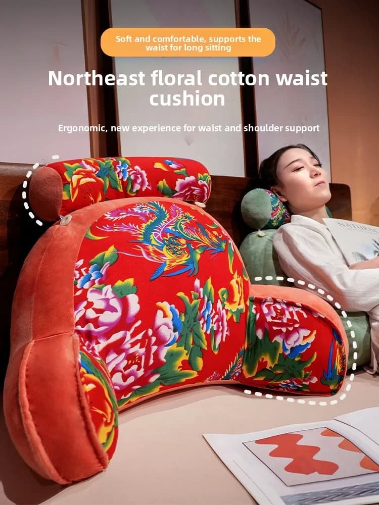 Cuscino Grande in Cotone a Fiori per Comodino, Morbido Cuscino Schienale, Supporto Lombare per Divano Letto, Cuscino per Lettura e Gravidanza