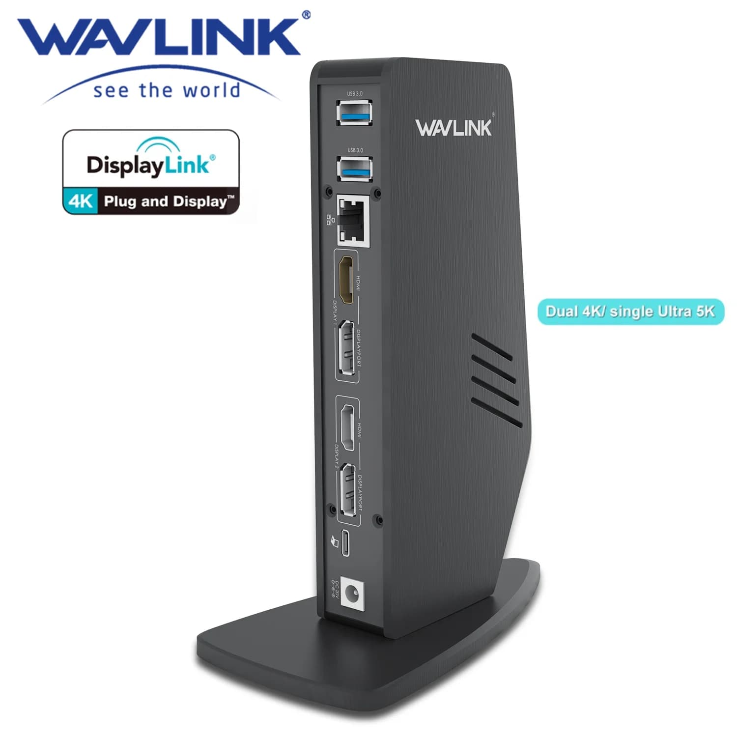Docking Station Universale per Laptop Wavlink USB-C Displaylink 4K Ultra HD Multi-Display Gigabit Ethernet 5K HDMI/Displayport