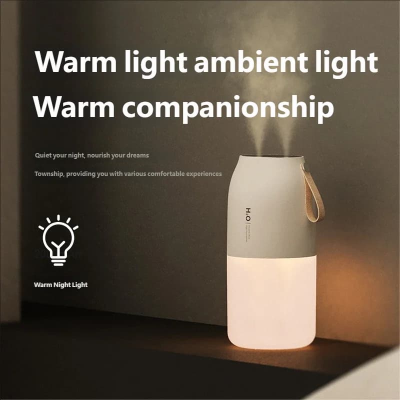 Umidificatore ricaricabile senza fili Doppio ugello Nebbia fredda con luce notturna a LED Mini Office Car Home Regali di compleanno per la famiglia