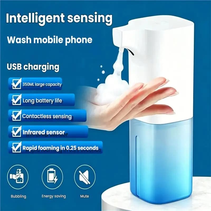 Dispenser automatico di sapone con sensore, macchina intelligente per disinfettare le mani, dispositivo per lavaggio mani a schiuma, spray alcolico con sensore a infrarossi