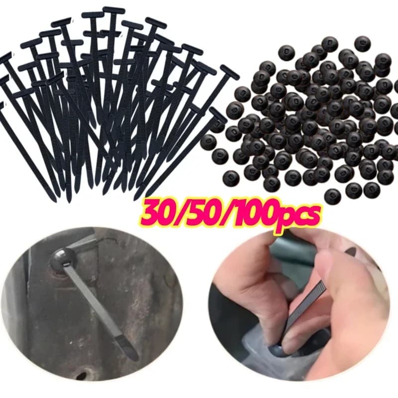 100 Pezzi Fermacavi Universali in Nylon - Supporto per Fascette Zip Resistenti con Design a Perno e Bottone, Supporto Autobloccante per Fascette Zip in Nylon