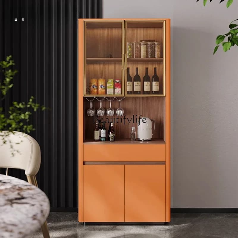 Vetrina per vini di lusso a 54 luci, da posizionare a parete, mobile alto da soggiorno con ante in vetro e legno massello