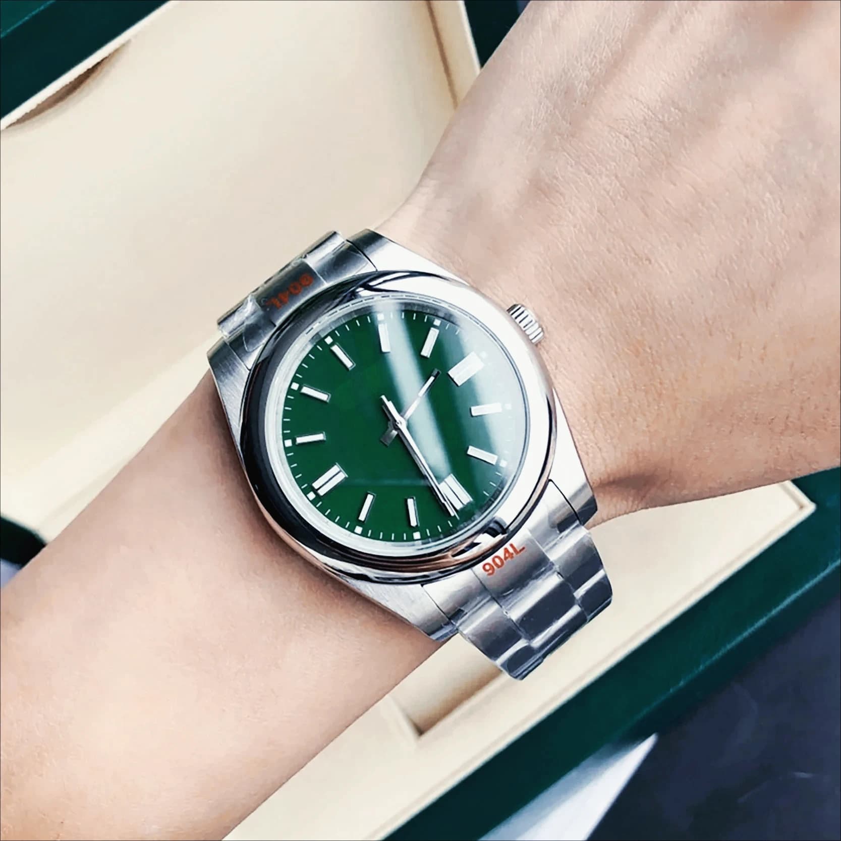 904L Stainless Steel case, for Mens Women Automatic Mechanical Watch, Luminous Sapphire Glass, Black Blue dial