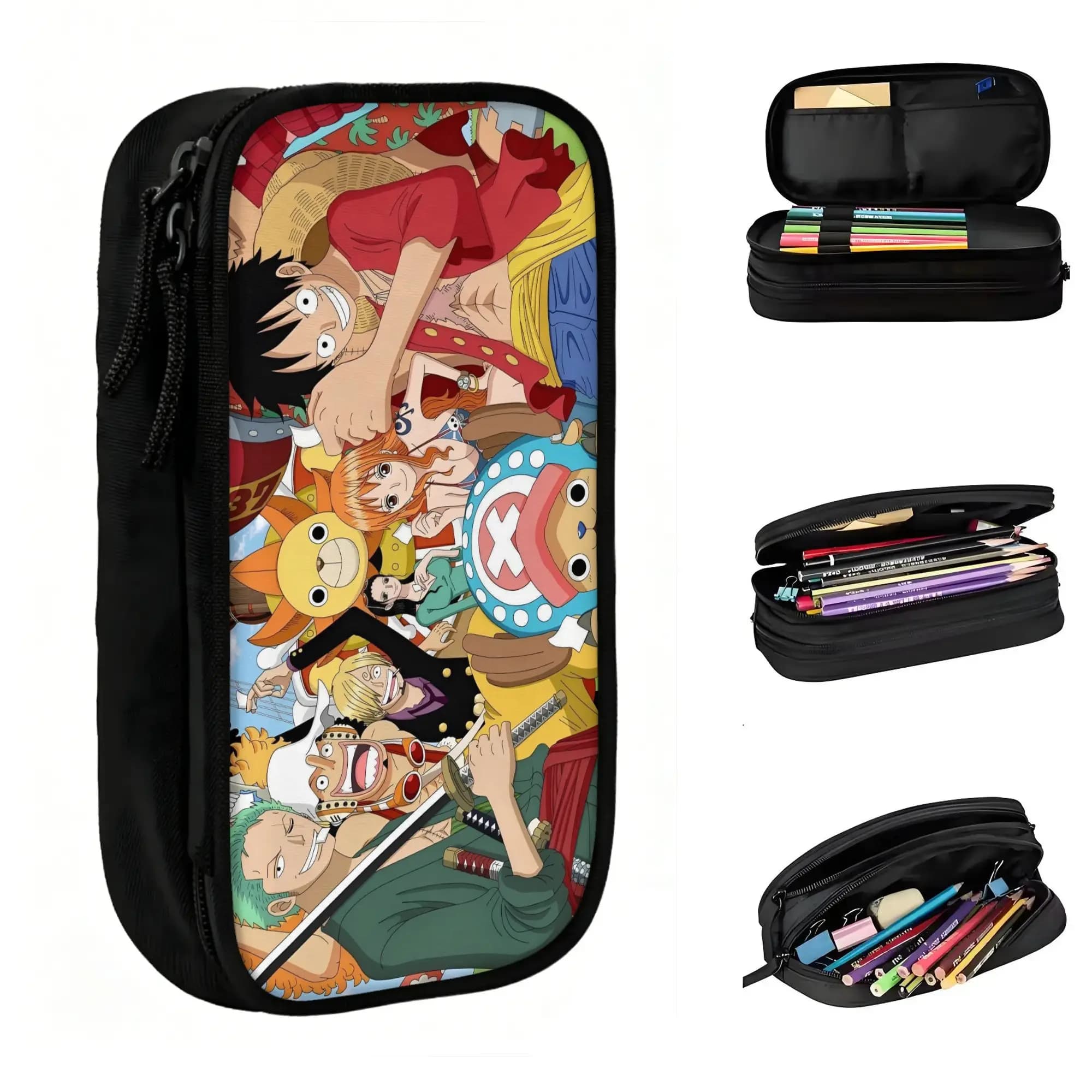 Custom Comics One P-Pieces Zoro Korean Pencil Case Boy Girl Large Storage Hot Pencil Bag Pouch Students Stationery