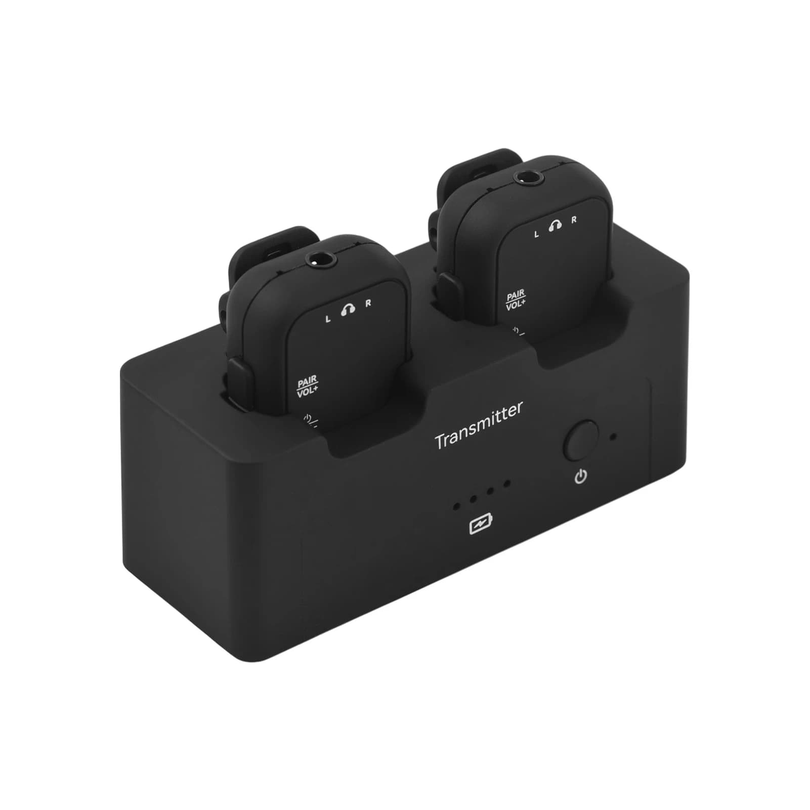 M-VAVE Sistema di trasmissione per monitor auricolari wireless da 2,4 GHz Ricaricabile 1 trasmettitore e 2 ricevitori 4 modalità di funzionamento Senza perdita