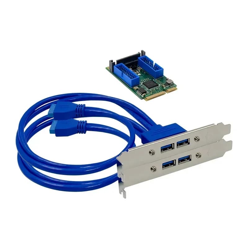 Dual USB 3.0 19PIN Mini PCIE Expansion Card with NEC 720202 chip, 2 20 pin ports to 4 USB 3.0 ports, mini PCI-e hub adapter to USB