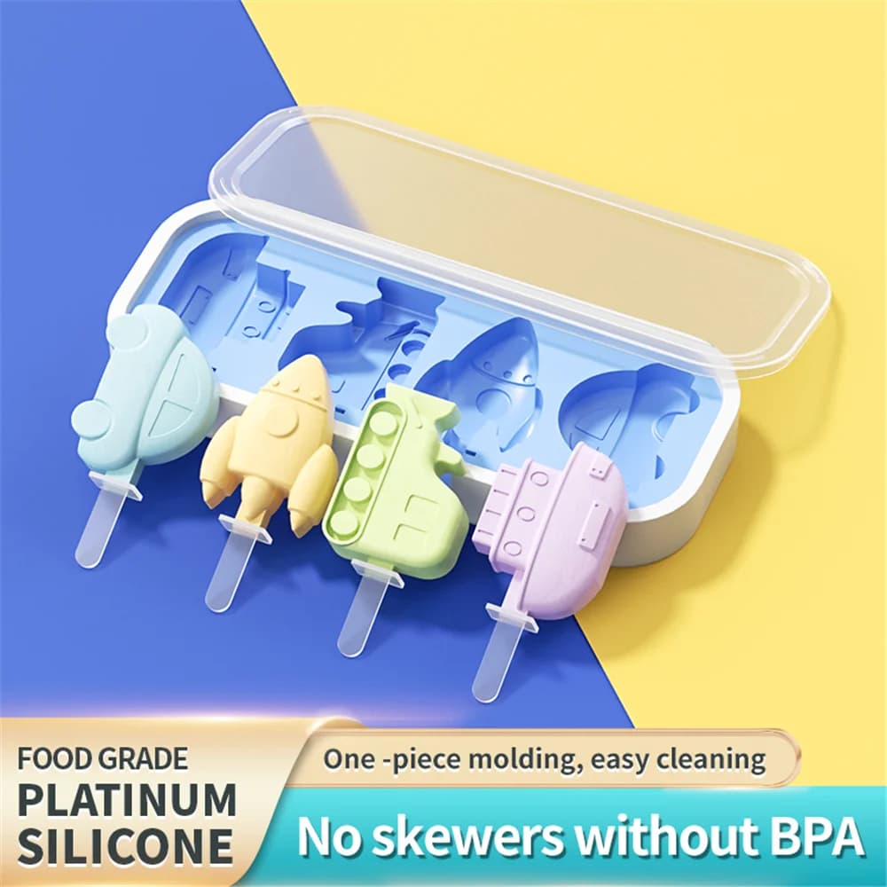 Stampo per gelato in silicone sano per molte navi Stampo per ghiaccioli facile Stampo per gelato riutilizzabile per stampi pop per la produzione fai-da-te in estate