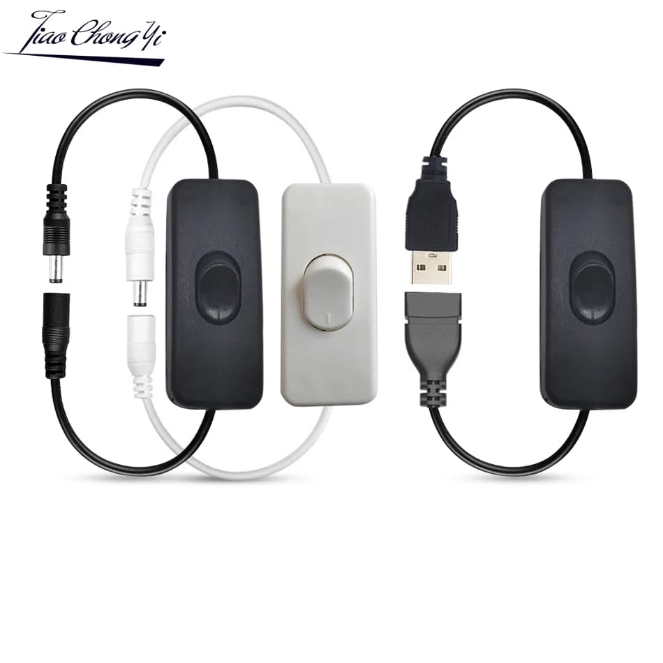 USB DC5V DC 2V 303 light switch Female Male Power Cable connector ON/OFF For led strip light lamp
