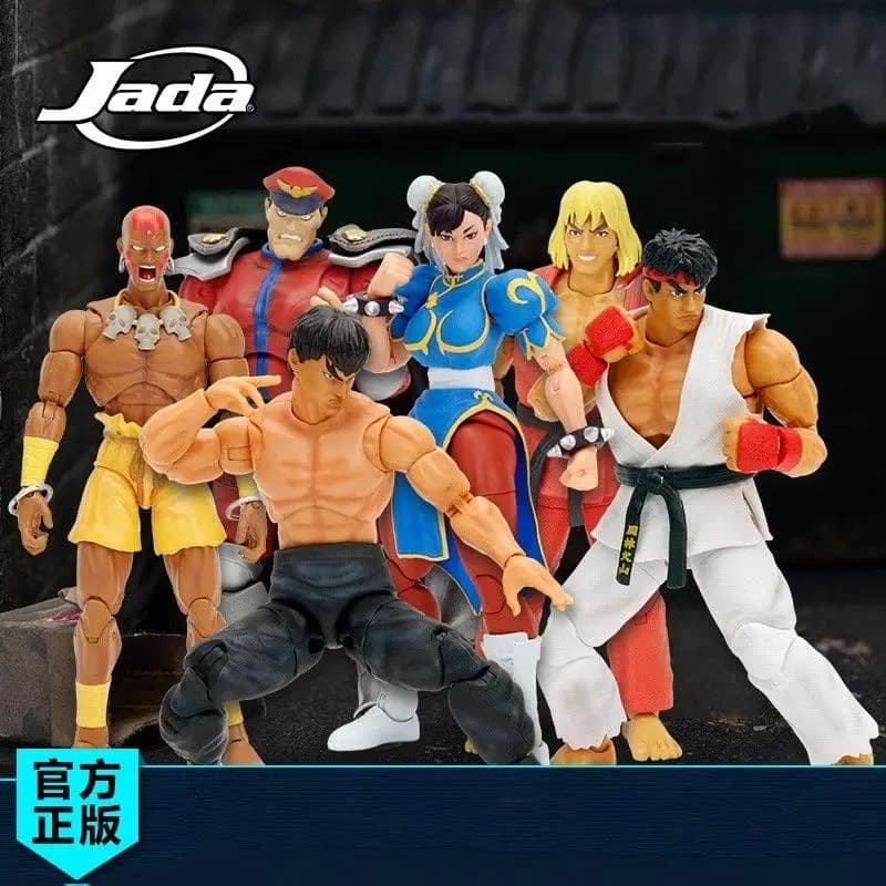 Set di Action Figure Jada Ultra Street Fighter II: Ryu, Chun-Li, Ken, Fei Long, M. Bison, Modelli da Collezione da 6 Pollici per Fan